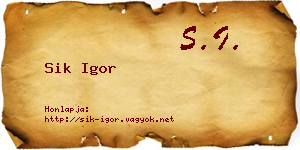 Sik Igor névjegykártya